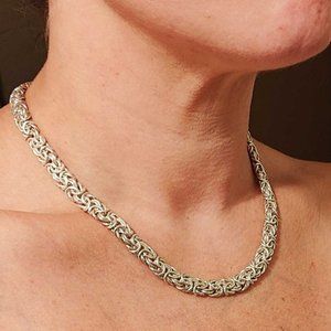 Vintage Heavy Milor Italy Sterling Silver 925 Byzantine Necklace 17" 42.4 Grams